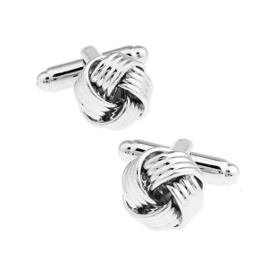 Silver Love Knot Cufflinks Elegant Trendy Men’s Suit Shirt Accessory for Wedding Tuxedo Fashion Cuff Links Tie Clips
