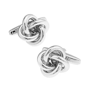 Silver Love Knot Elegant Cuff Links Custom Men Women Business Suit Shirt Jewelry Wedding Party Tuxedo Gift Cufflinks