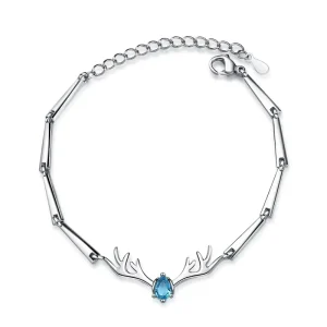 Silver Plated Alloy Cute Fruit Design Shell Deer Antler Bracelet Minimalist Fashion Wrist Jewelry for Women Gift
