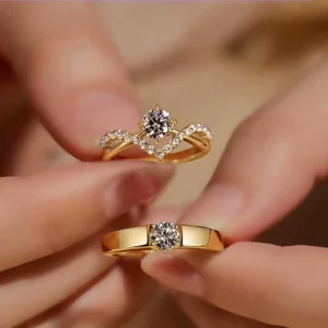 Silver Plated Couple Ring for Lovers Fashion Adjustable Open Zircon Ring Wedding Engagement Jewelry for Women