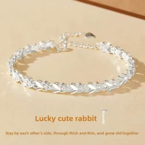 Silver Plated Leaf Bracelet for Women Cubic Zirconia Linked Jewelry Adjustable Chain for Daily and Party Wear
