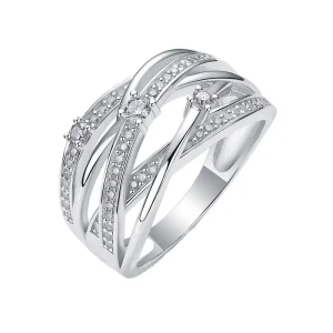 Silver Plated Precious Metal Alloy Moissanite Ring Interlaced Design for Women for Wedding Party