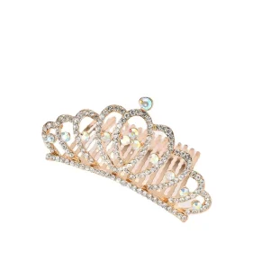 Silver Rhinestone Mini Tiaras for Girls Gold Bridal Wedding Diamond Kids Small Bullet Tiaras Crowns