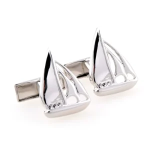 Silver Sailboat Novelty Cufflinks Custom Mens Business Suit Shirt Fashion Jewelry Wedding Tuxedo Trendy Cufflinks
