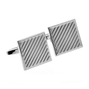 Silver Strip Simple Cufflinks Custom Mens Business Suit Shirt Fashion Accessory Wedding Tuxedo Trendy Jewelry Gift Set