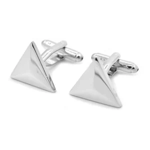 Silver Trendy Triangle Custom Mens Tie Clips Business Suit Shirt Wedding Tuxedo Fashion Accessory Cufflinks for Gift