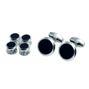 Silver Tuxedo Cuff Link Studs Set 6pcs Men’s Onyx Tuxedo Stud Set Cufflink For Men Shirt Gift Gemelos Tuxedo Stud Button