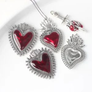 Simple Alloy Halloween Heart Pendant Charms Spray Painted Enamel for DIY Bracelet Necklace for Fashion Accessories