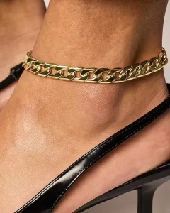 Simple Brass 14K Gold Plated Braided Thick Anklet European American Style Fashion Thin Bracelet Colorfast Classic Unisex Circle
