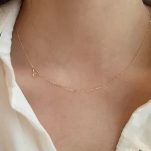 Simple Cute Fashion Pure 925 Sterling Silver Thin Snake Chain Pendant Necklace Trendy Hollow Heart for Women’s Wedding Jewelry