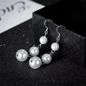 Simple Design Long Style Glass Pearl Earrings 8-12mm Drop Earring Elegant Gift For Women