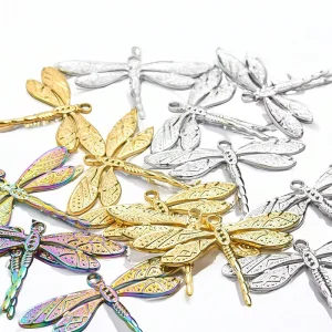 Simple Dragonfly Pendant Stainless Steel Charm Women DIY Necklace Jewelry