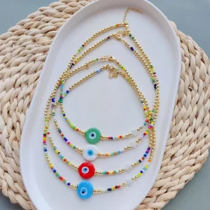 Simple Ethnic Style Colorful Rice Bead Beaded Necklace