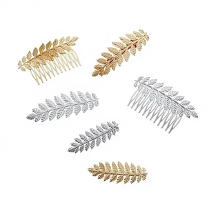 Simple European American Trend Metal Leaves Hair Comb and Pin Accessories for Women Bride
