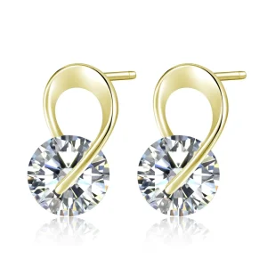 Simple Fashion 9 shaped Zircon Earrings Symmetrical Rotating Earrings