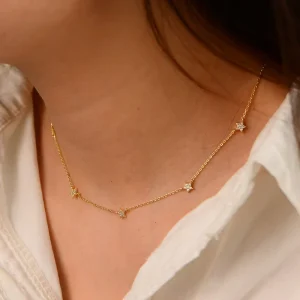 Simple Fashion Design S925 Sterling Silver Gold Plated Star Charm Necklace Factory Star Sweater Clavicle Chain Jewelry