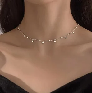Simple Fashion Jewelry Minimalist Silver Choker Necklace for Women Chain Link Necklace