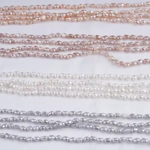 Simple Fashion Jewelry Platinum 7 8mm AA Grade Baroque Freshwater Pearl Long Necklace Third Party Certified