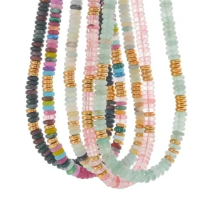 Simple Fashion Jewelry Waterproof Stainless Steel Beaded Handmade Colorful Natural Stone Necklace for Women