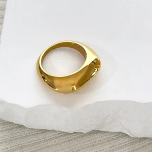 Simple Fashion Rings for Ladies Gold Plated Stainless Steel Smooth Style