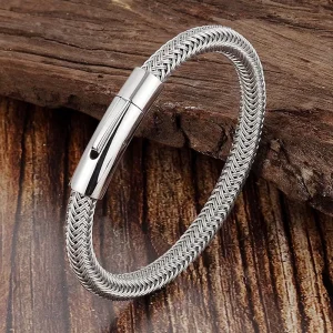 Simple Fashion Stainless Steel Bracelet Men’s Charm Titanium Wire Magnet Socket L19156