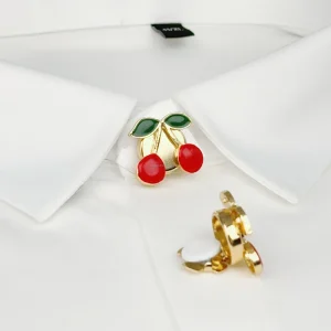 Simple Fashionable Copper Alloy Cufflinks Glossy Cherries Accessories Women’s Business Formal Party Birthday