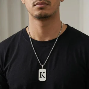 Simple Fashionable Stainless Steel 26 Letters Alphabet Pendant Necklace for Men and Women
