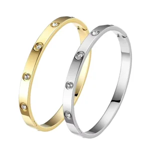 Simple Fashionable Titanium Steel & Stainless Steel Women’s Diamond Inlaid Bracelets Non Fading Accessories