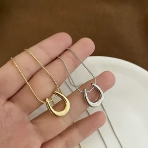Simple Fashionable U Shaped Horseshoe Pendant Necklace Light Luxury Stainless Steel Chain Trendy Women’s Fashion Accessories