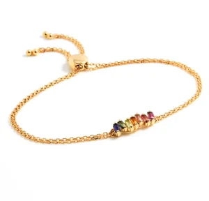 Simple Fine Present for Women Jewelry 925 Silver 18k Gold Bar Adjustable Zircon Chain Bracelet Romantic Party