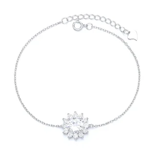 Simple Flower-Shaped 925 Sterling Silver Bracelet for Women