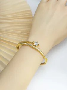 Simple Full Diamond Shape 18K Gold Plated Bracelet MINI MOQ Fashion Jewelry for Women