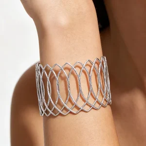 Simple Gold Geometric Open Women Zinc Alloy Cuff Bracelet Fashion Punk Jewelry for Anniversary