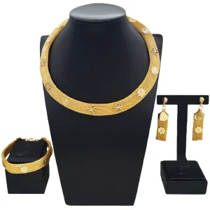 Simple Gold Jewelry Set Exquisite Flowers Bridal Necklace Jewelry Set Women’s Costume Pendant DH2300619