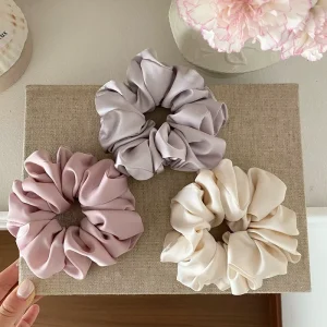 Simple Korean Style Solid Color Large Intestine Handmade Hair Ring Headwear Fashion Accessories Scrunchies for Women