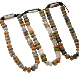 Simple Natural Labradorite Picture Jasper Unakite Beaded Bracelet for Men Unisex Niche Fashion Stone Jewelry Gift for Him