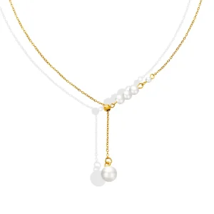 Simple New Design Fashion Jewelry Original Stainless Steel Gold Plated Pearl Pendant Woman Luxury Necklace