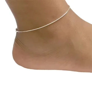 Simple PVD 14K Gold Plated 316L Stainless Steel 1.5mm Wide 23cm Length Round Snake Chain Anklet Bracelet for Women