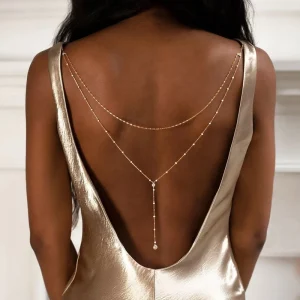 Simple Pendant Rhinestone Double-layer Accessory Back Chain Fashion Jewelry Body Chain