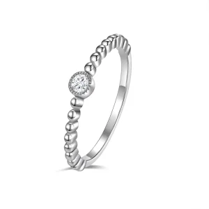 Simple Round 925 Sterling Silver Moissanite Ring for Wedding Gift Fashion Jewelry Women Men Rings