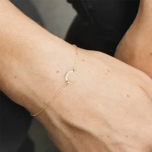 Simple Stainless Steel Creative Moon Shaped Gold Plated Fashion Bracelet for Women