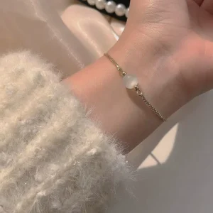 Simple Sweet Opal Pendant Bracelets for Women Girls Drawstring Adjustable Chain Bracelet Jewelry