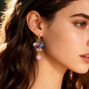 Simple Women’s Flower Drop Earrings Copper Plated Crystal Everyday Popular Styles Gift Factory