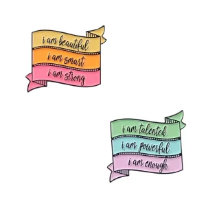 Simple and Refreshing English Motivational Quotes Series Alloy Painted Metal Brooch for Clothes and Bags Decoration