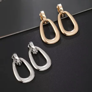 Simple and Versatile Geometric Alloy Oval Earrings Popular in Europe and America Women’s Shopping Decoration