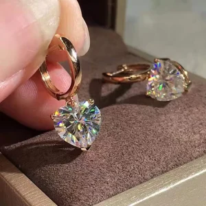 Simple for Women Earrings Fashion Rose Gold Color Jewelry Earrings Crystal Zircon Women Heart Stone Earrings
