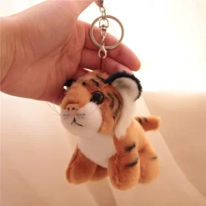 Simulation White Tiger Light Keychain Cute Little Tiger Pendant Key Doll
