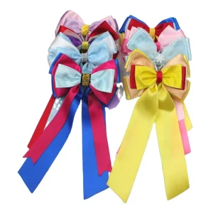 Six Princess Streamer Hair Bows Clip Princess Long Tail Sailor Bows Girls Bouitique Cartoon Hair Bows Clip Kids Hair Accessories