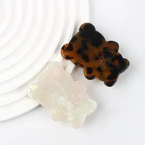 Siywina New Premium Style Acetate Side Clip Cute Bear Design Thickened Construction Customizable Logo Women’s Party Carton