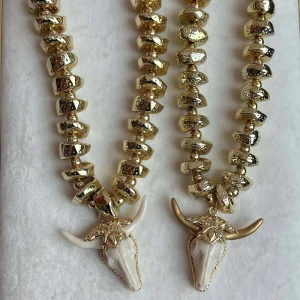 Skeleton Bull Ox Head Charm Pendant Necklaces 18k Gold Plated Exaggeration Irregular Choker Jewelry Necklace Sets Women
